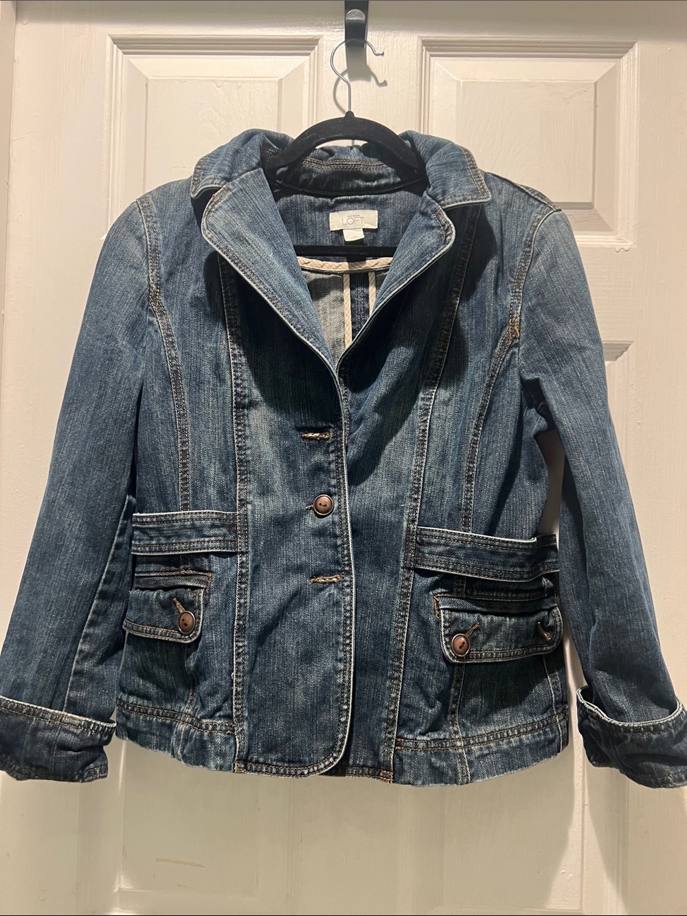 Ann Taylor Loft Washed Blue Denim Jacket